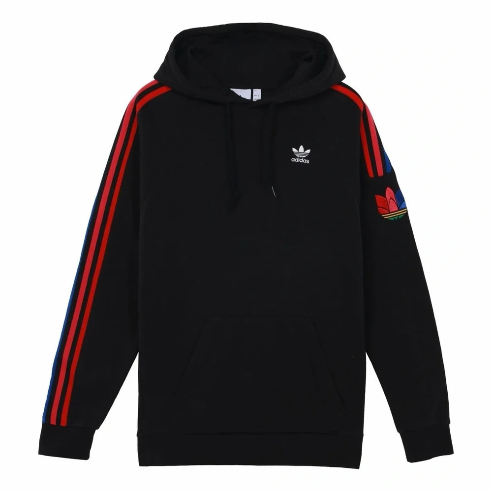 Adidas Fleece Lined Black Hoodie Sweatshirt size Large EUC - Picture 4 of 13